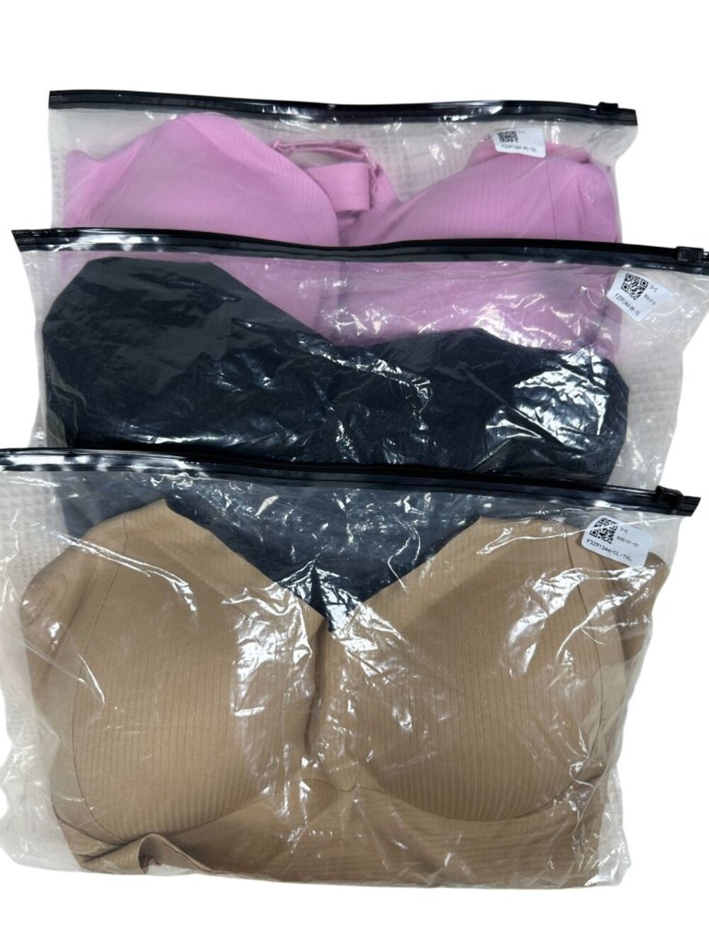 3-Pack Womens Seamless Adjustable Bras 7XL Pink Black Beige Ribbed Design